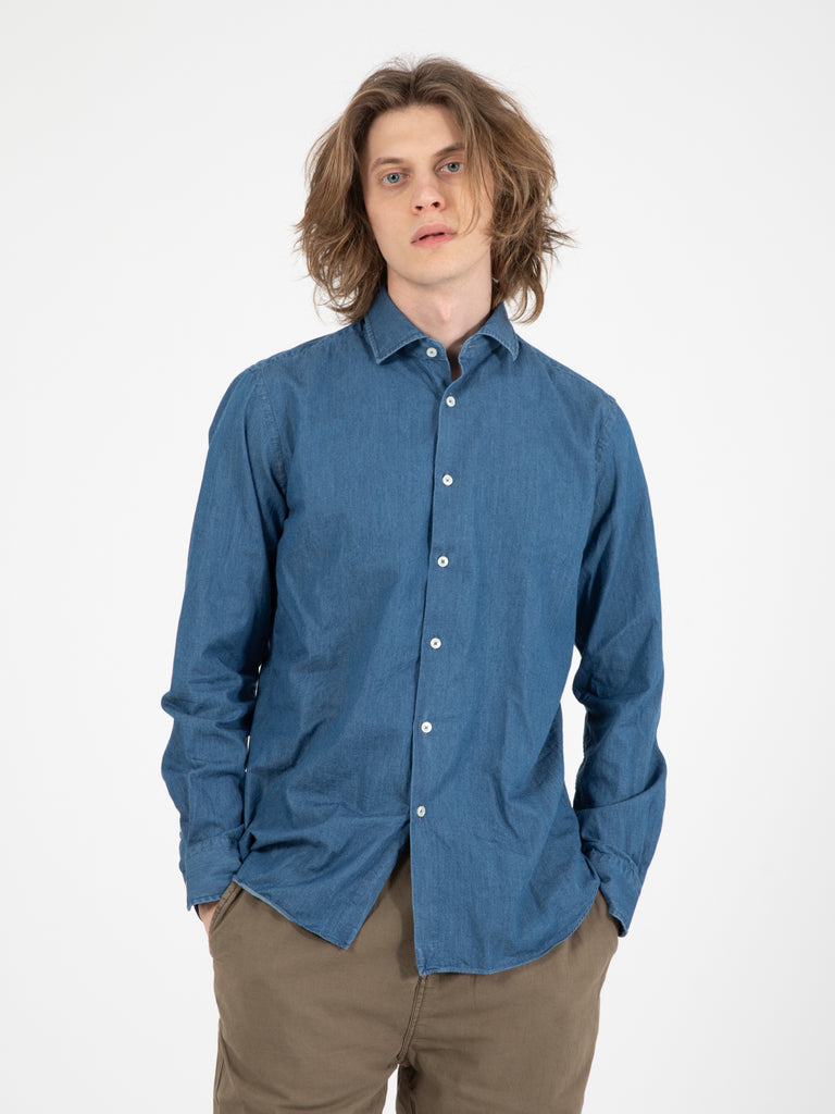 XACUS - Camicia effetto denim blu