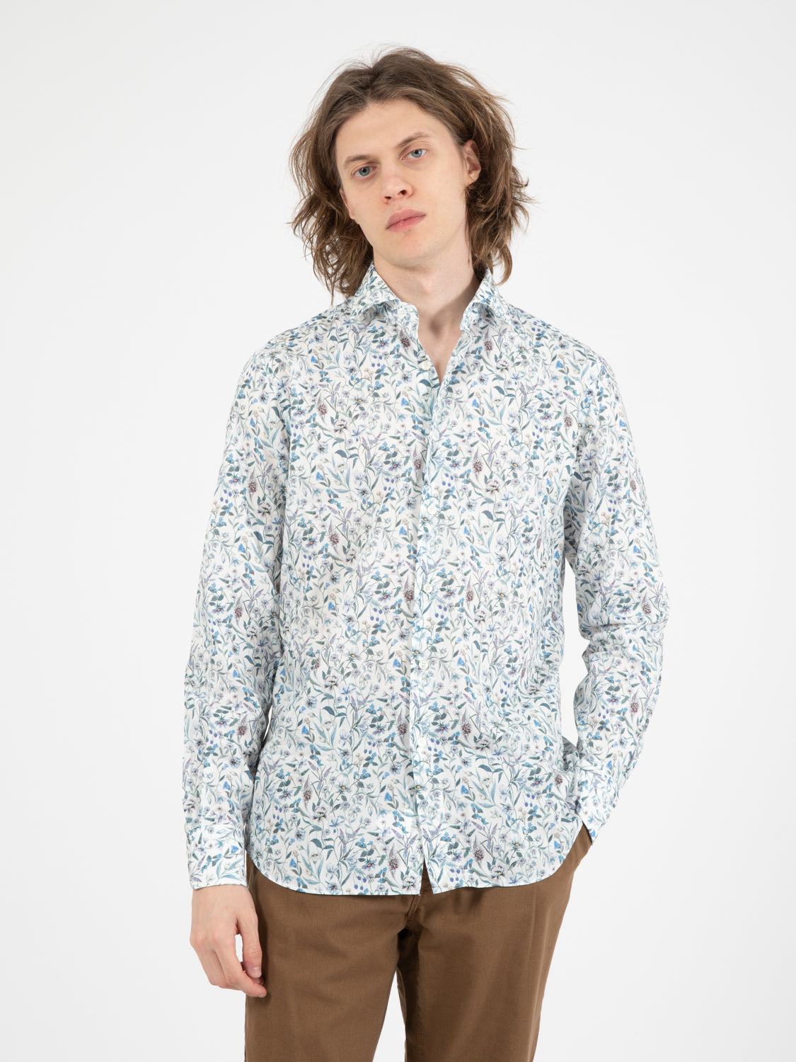 Blue floral patterned shirt