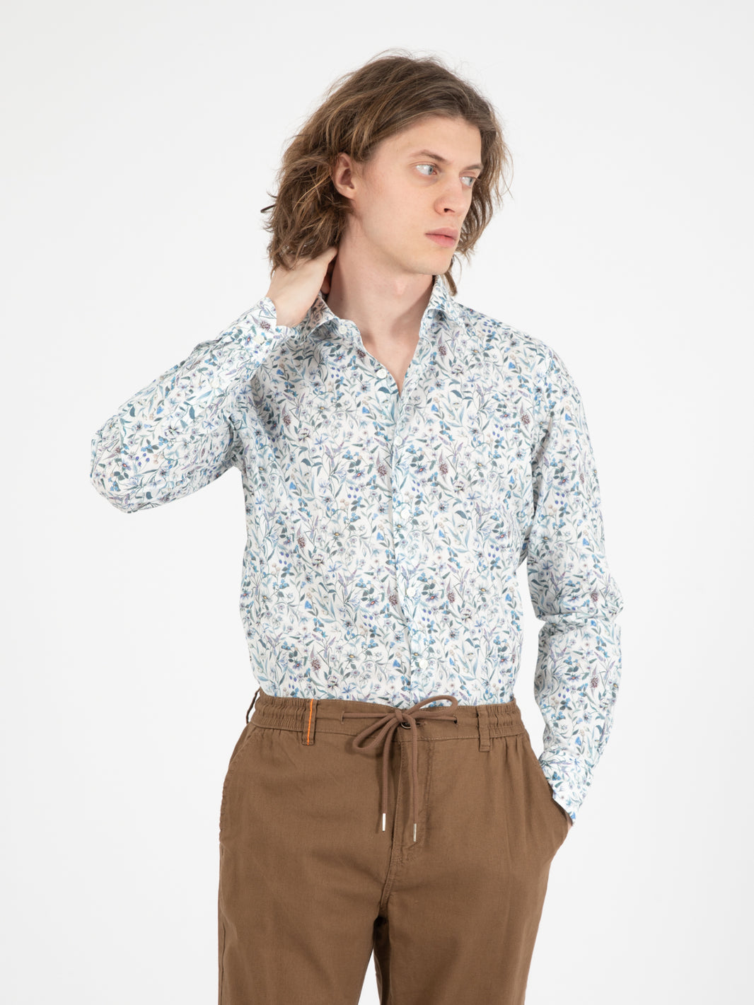 Blue floral patterned shirt