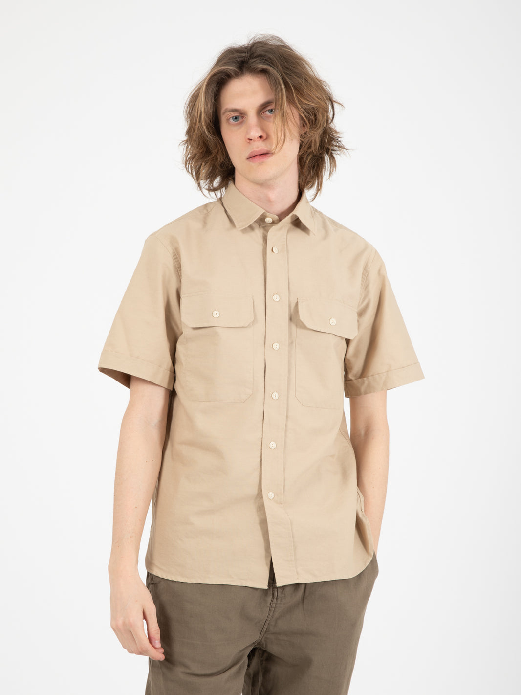 Beige short sleeve shirt