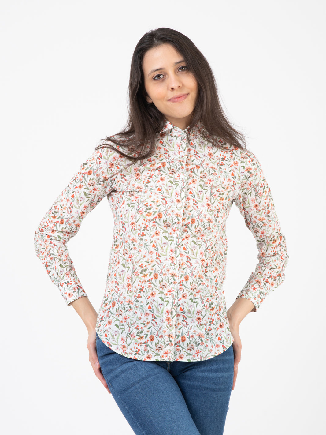 Camicia Pina fantasia fiori bianco