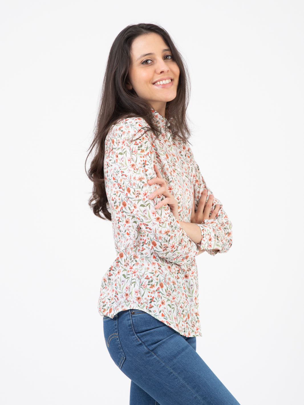 Camicia Pina fantasia fiori bianco