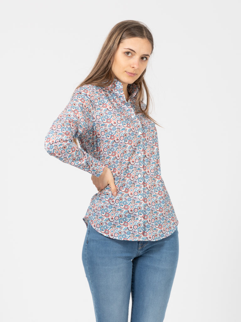 XACUS - Camicia Pina floreale azzurro / rosso