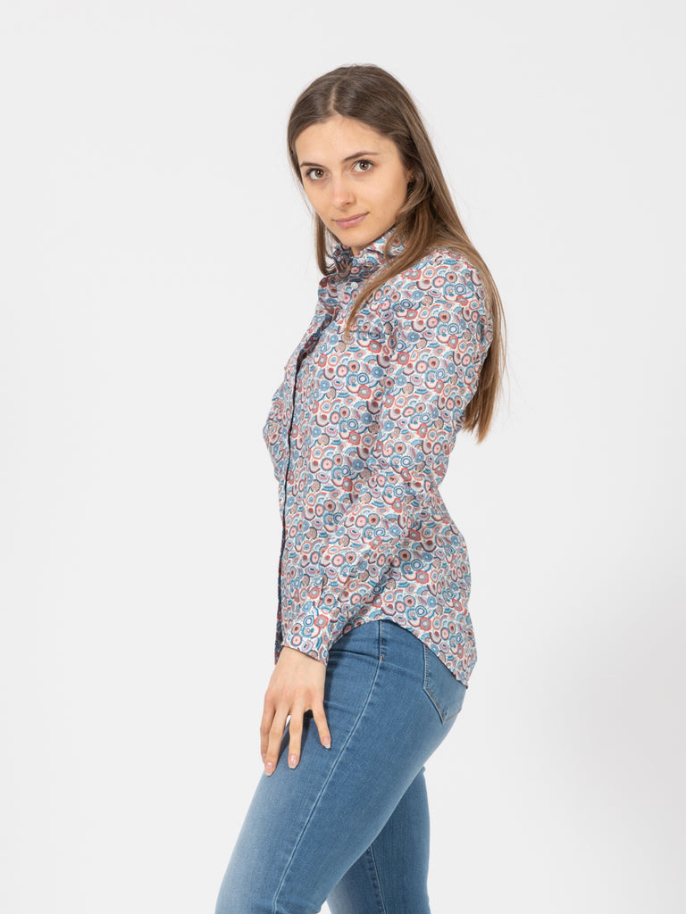 XACUS - Camicia Pina floreale azzurro / rosso