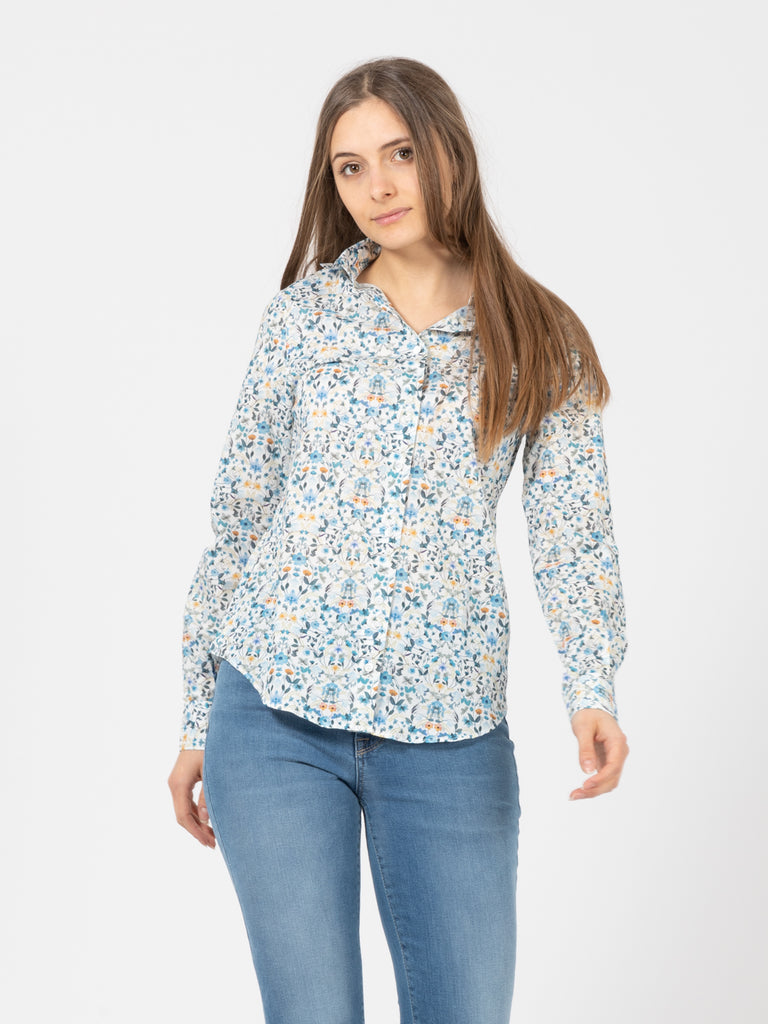 XACUS - Camicia Pina floreale bianco / azzurro