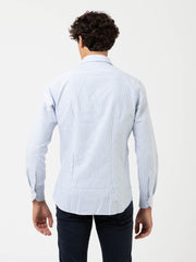 XACUS - Camicia supercotone tailored righe bianco / azzurro