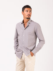 XACUS - Camicia supercotone tailored vichy bianco / marrone