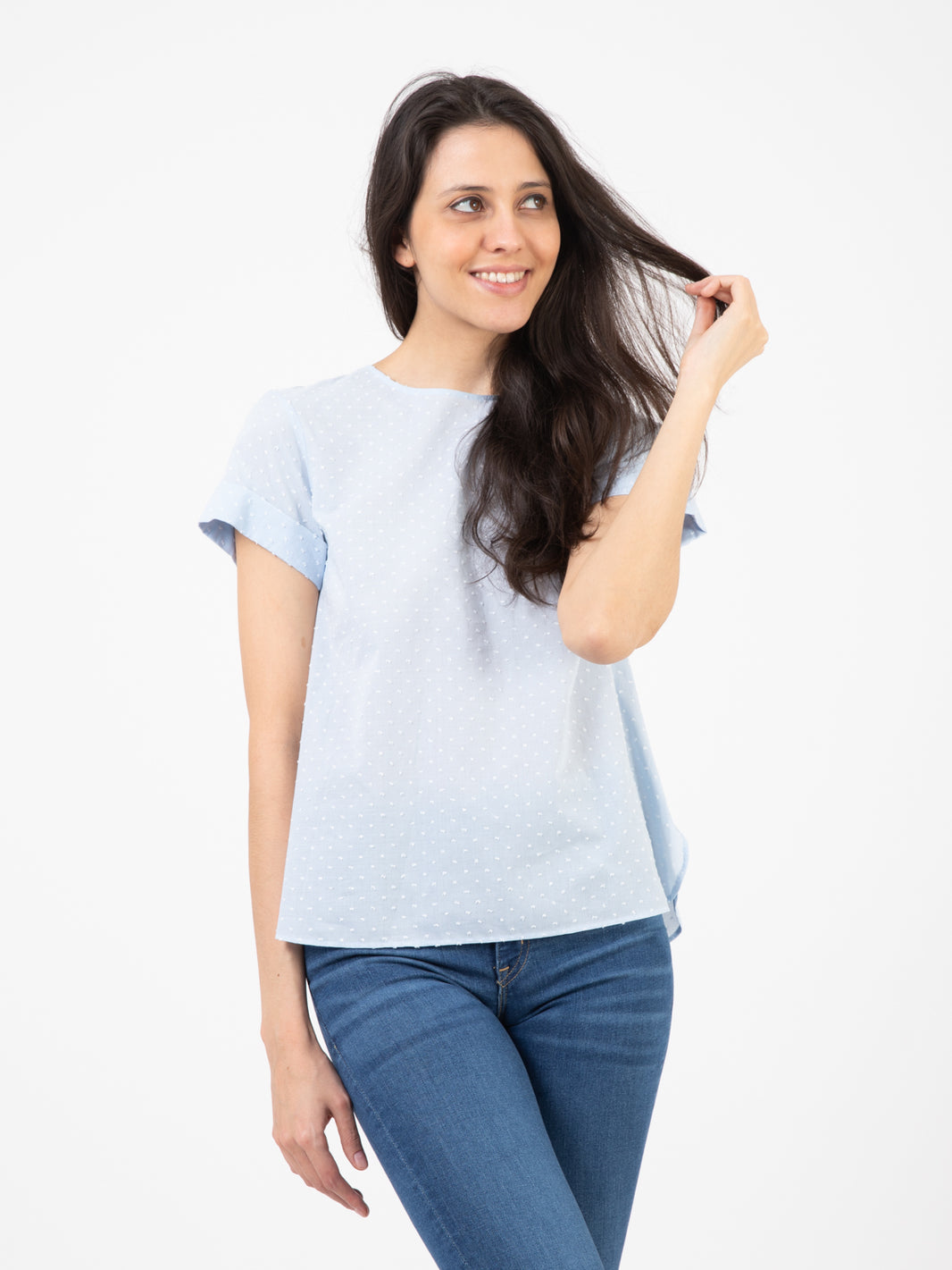 T-shirt Melissa plumetis azzurra