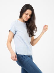 XACUS - T-shirt Melissa plumetis azzurra