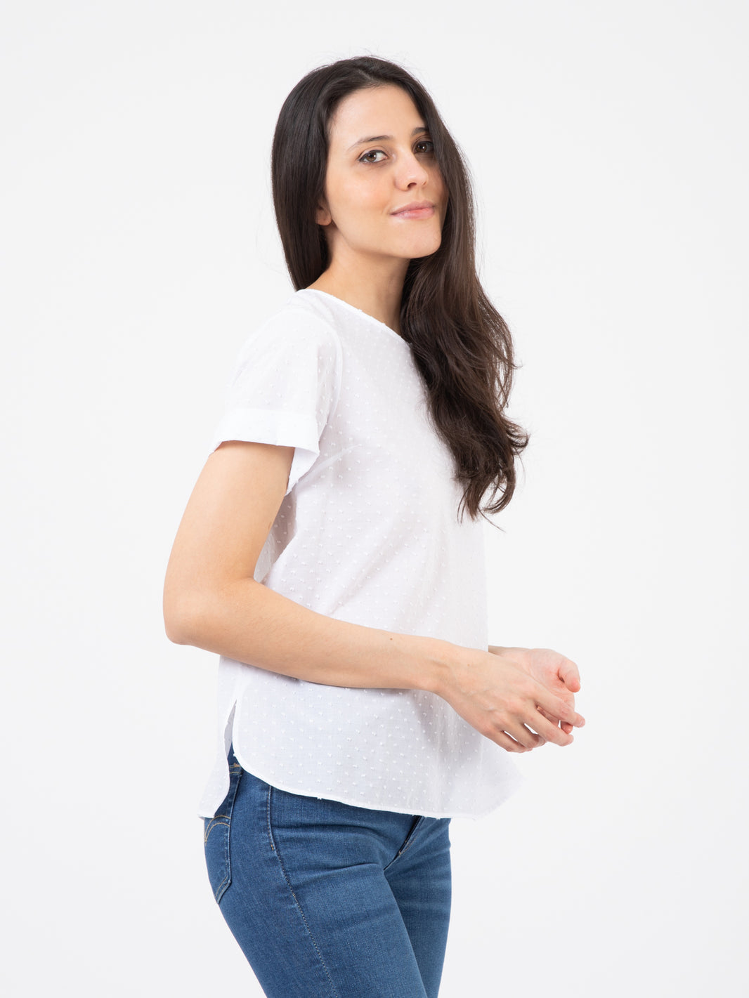 T-shirt Melissa plumetis bianco