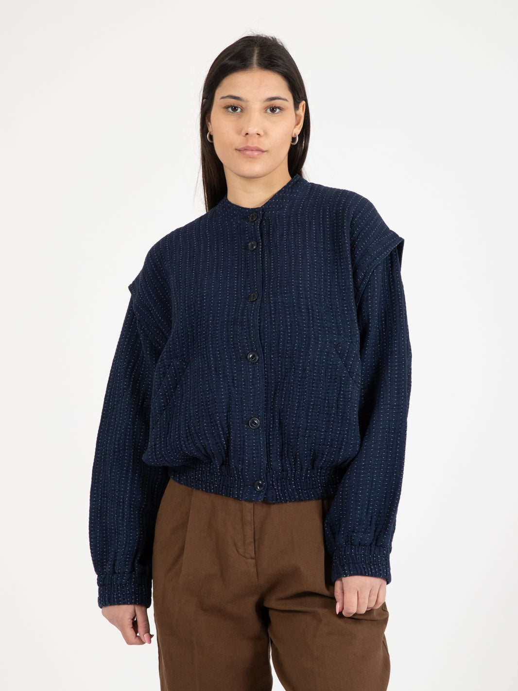 Jordan Kantha Stitch indigo bomber jacket