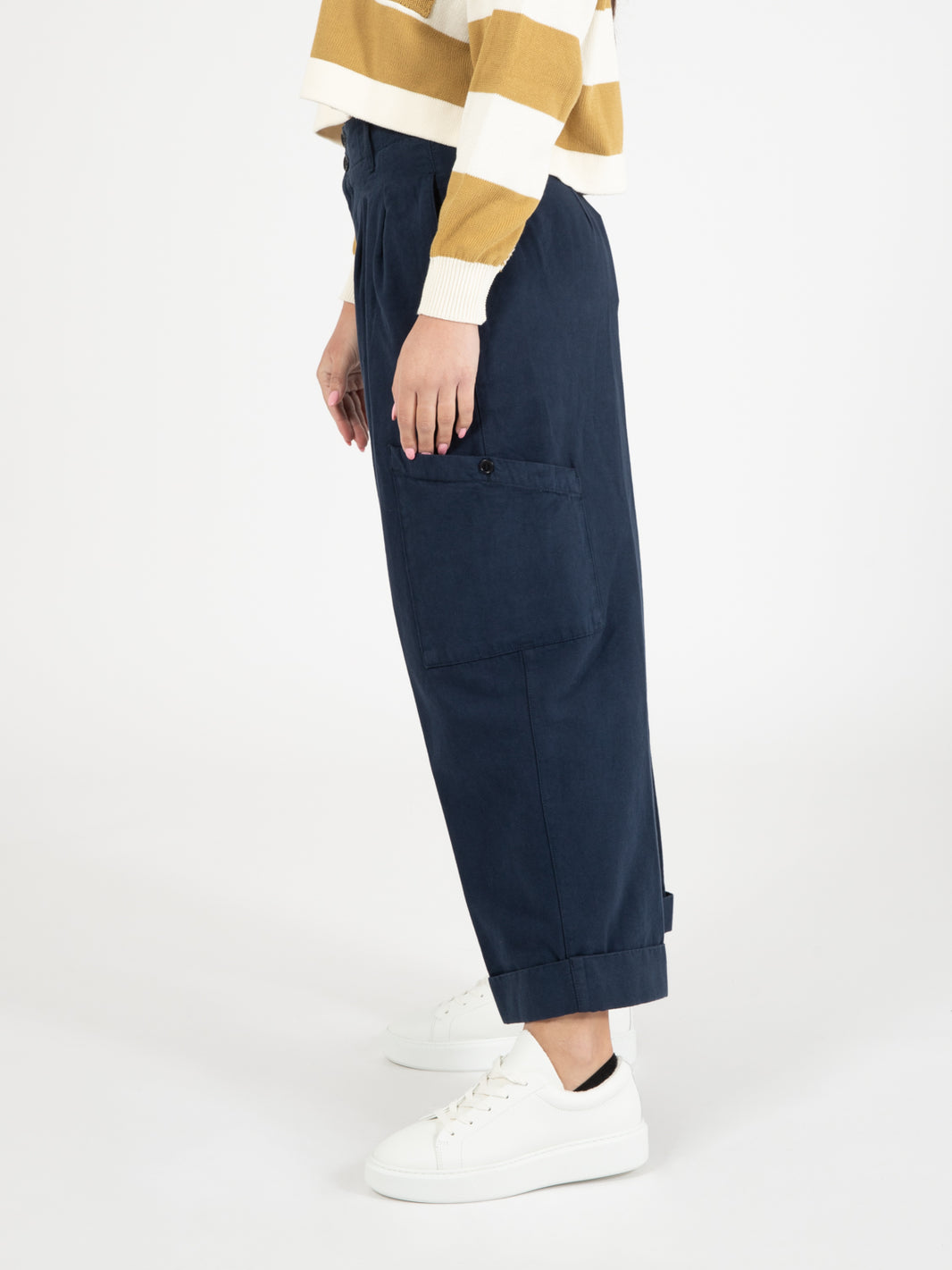 Grease Cotton Hopsack Pants Navy