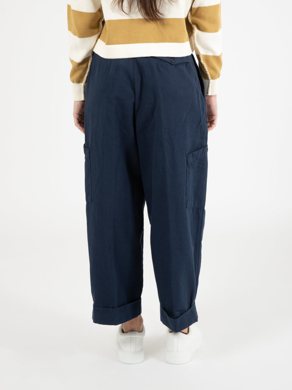 Grease Cotton Hopsack Pants Navy