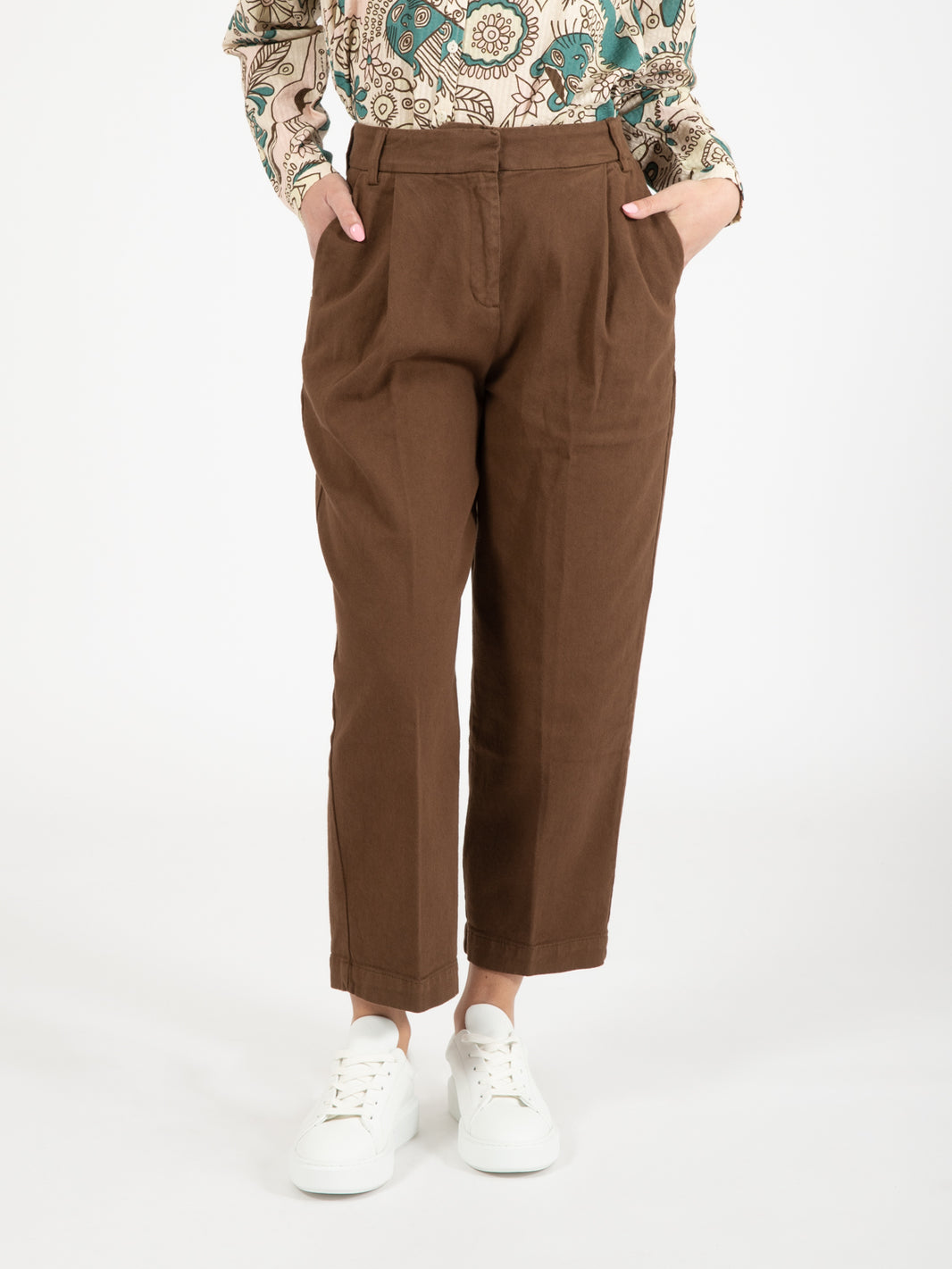 Market trousers in brown cotton twill